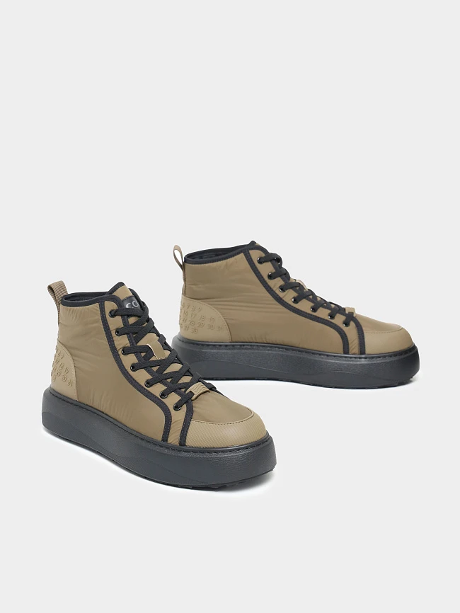 Кеды мужские зимние, цвет хаки, текстиль M03050M | 2