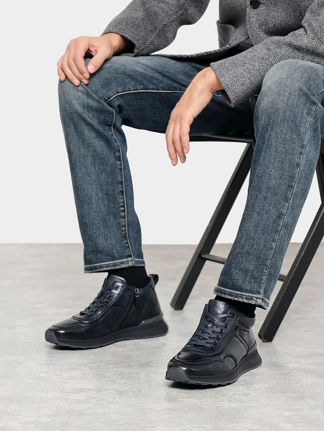 Кроссовки мужские демисезонные, цвет синий, натуральная кожа M254220 | 10