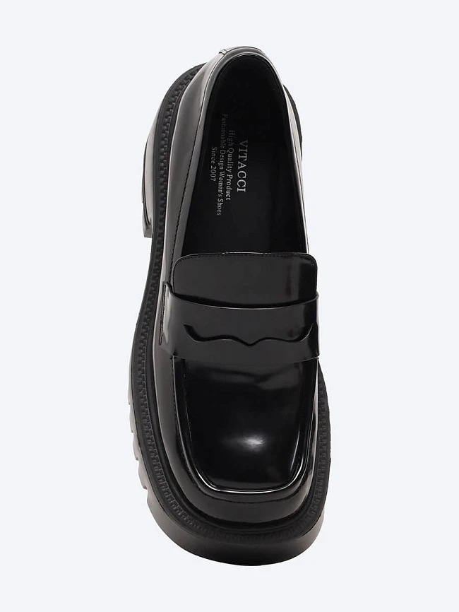 Лоферы женские всесезонные, цвет черный, натуральная кожа и полимерные материалы 1849378 | 4