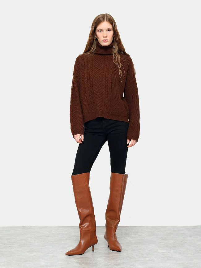 Сапоги женские демисезонные, цвет рыжий, натуральная кожа 1494584 | 12