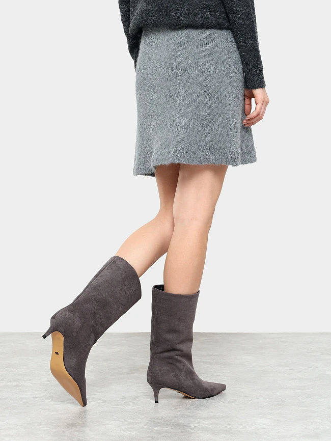 Полусапоги женские демисезонные, цвет серый, искусственный велюр 6550312 | 8