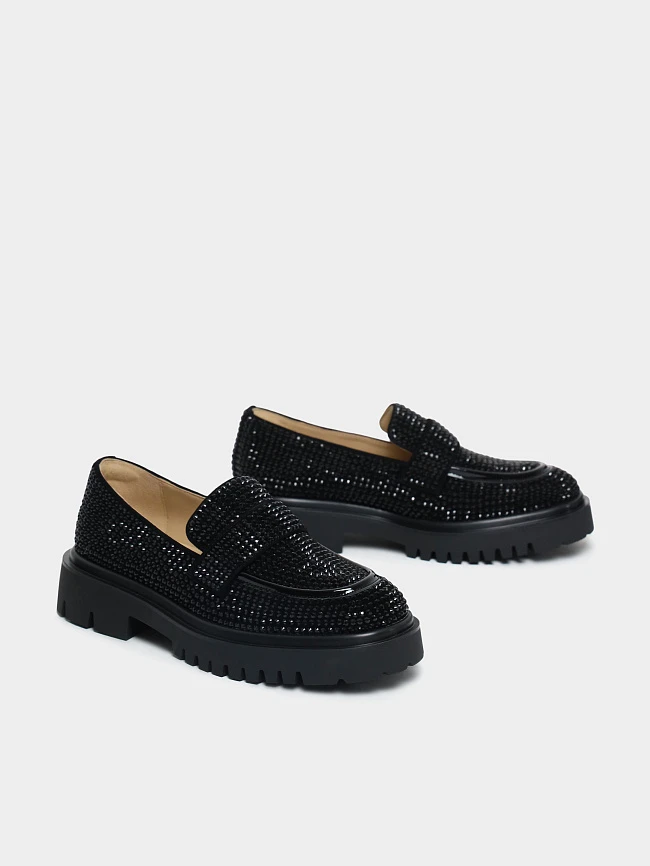 Лоферы женские всесезонные, цвет черный, натуральный велюр 1820529 | 3