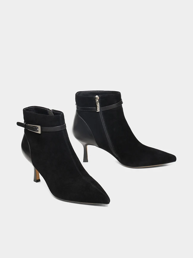 Ботильоны женские всесезонные, цвет черный, натуральный велюр/натуральная кожа 17VC415 | 3