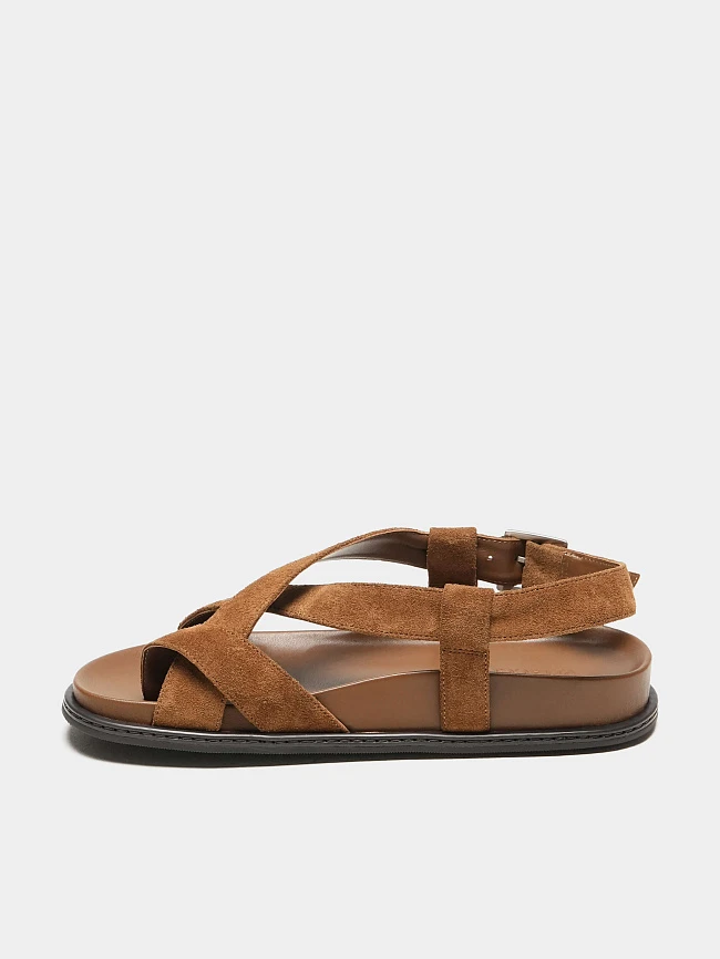 Сандалии женские летние, цвет бежевый, натуральный спилок 497602 | 9