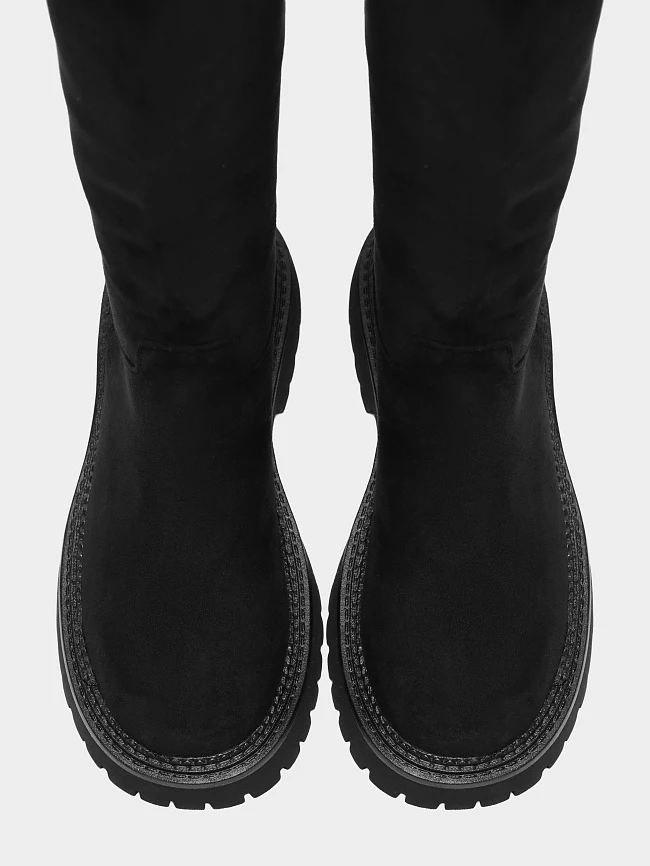 Сапоги женские демисезонные, цвет черный, искусственный велюр 18410121 | 5