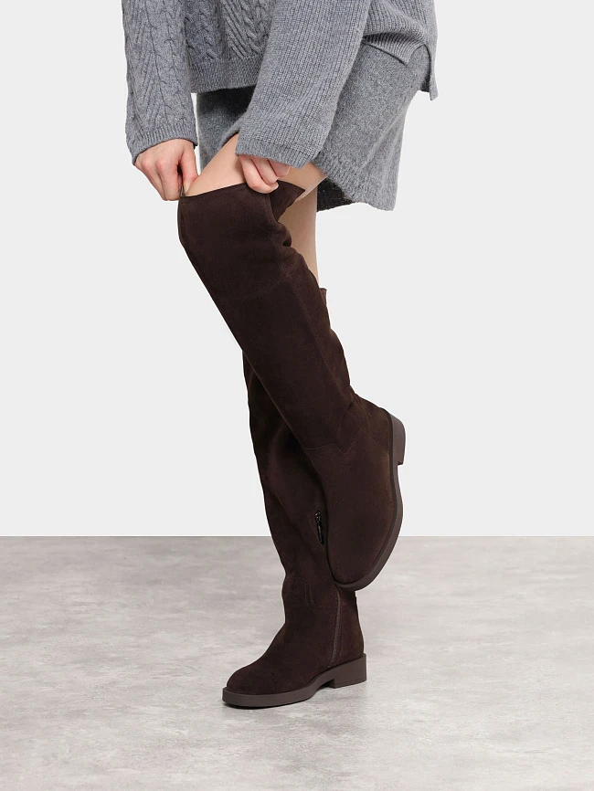 Ботфорты женские зимние, цвет коричневый, натуральный спилок 1821128M | 9