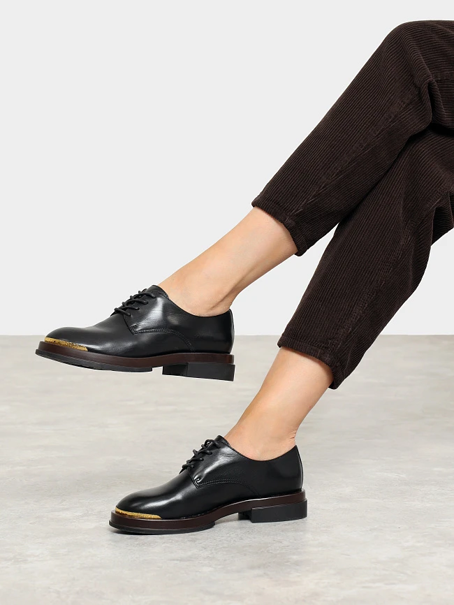 Полуботинки женские всесезонные, цвет черный, натуральная кожа 1821641 | 7