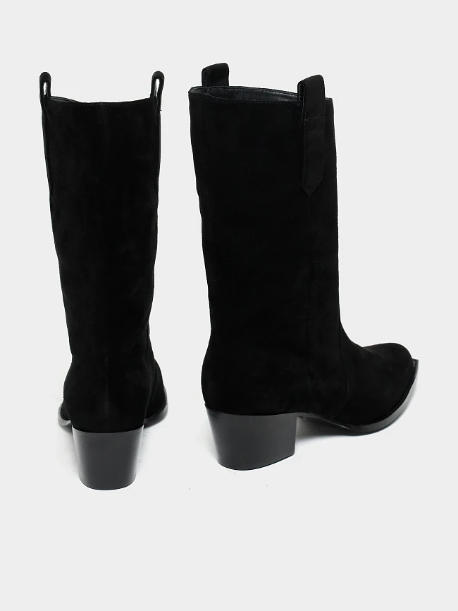 Сапоги женские демисезонные, цвет черный, натуральный спилок 642299 | 4