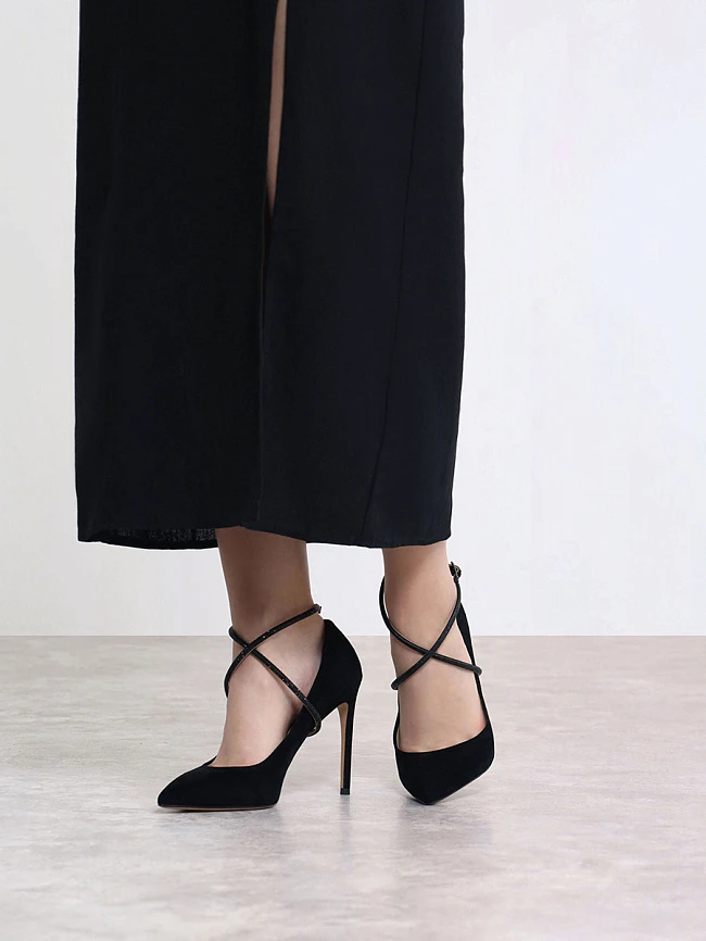 Туфли женские всесезонные, цвет черный, натуральный велюр 494845 | 6