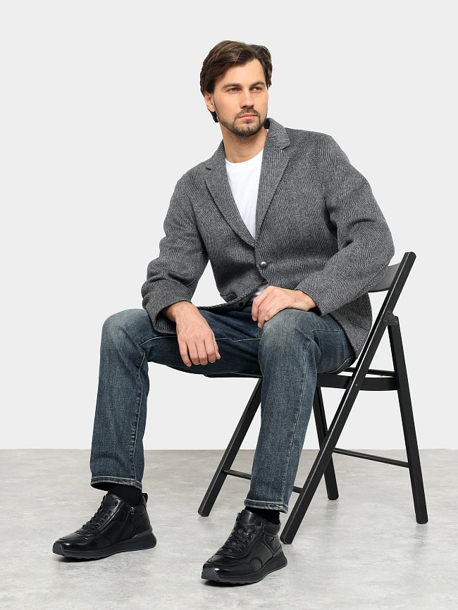 Кроссовки мужские демисезонные, цвет черный, натуральная кожа M254219 | 11