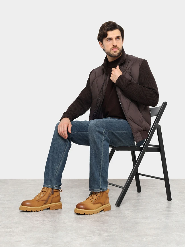 Ботинки мужские демисезонные, цвет песочный, натуральный нубук M03053 | 11