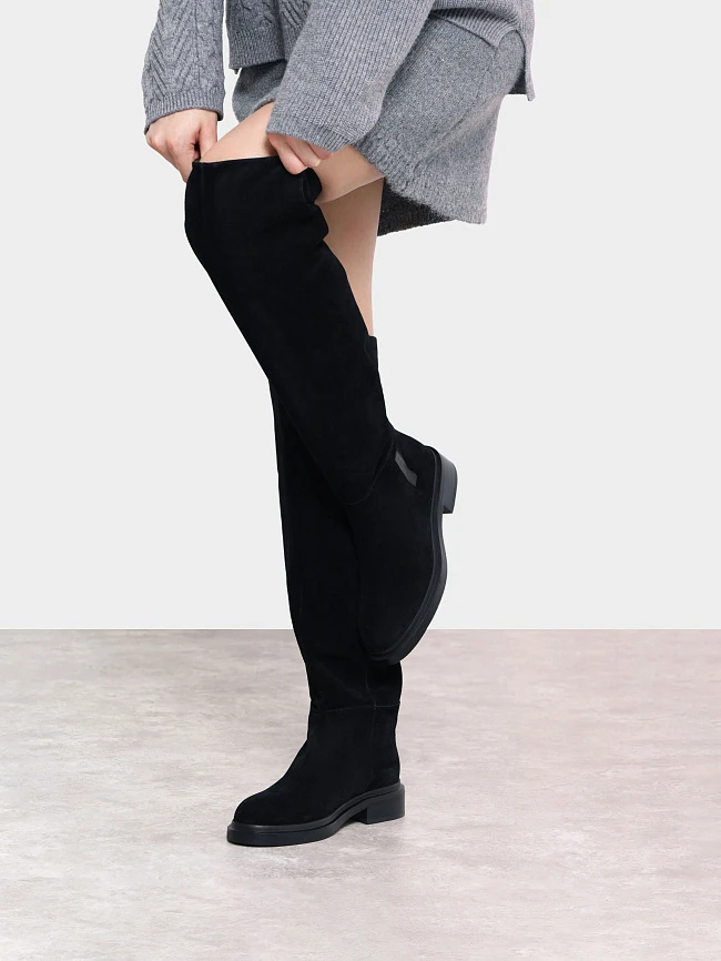 Ботфорты женские демисезонные, цвет черный, натуральный спилок 1820420 | 10