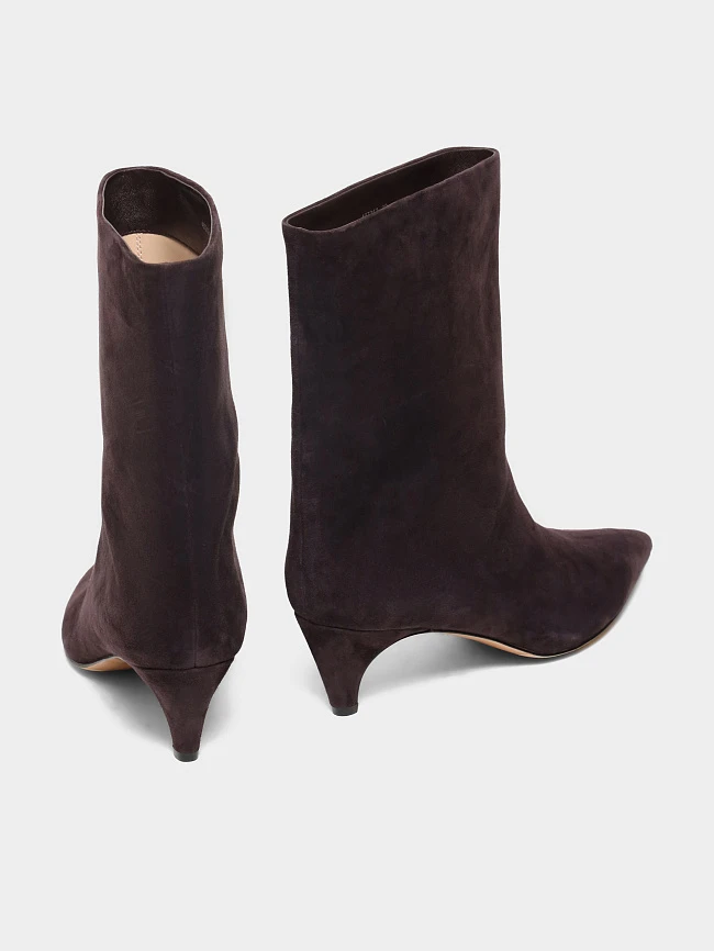 Полусапоги женские всесезонные, цвет фиолетовый, натуральный велюр 497212 | 4