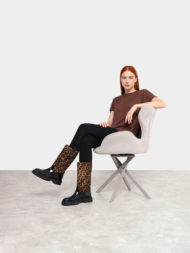 Сапоги женские демисезонные, цвет черный, натуральная масляная кожа/натуральный мех (пони) 1820966 | 11