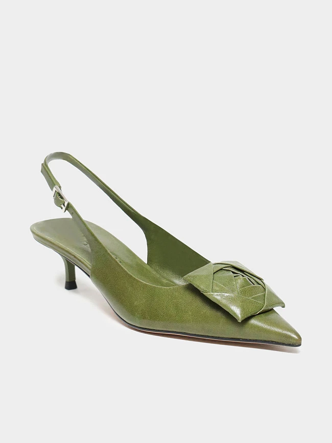 Туфли женские летние, цвет хаки, натуральная кожа 944369 | 2