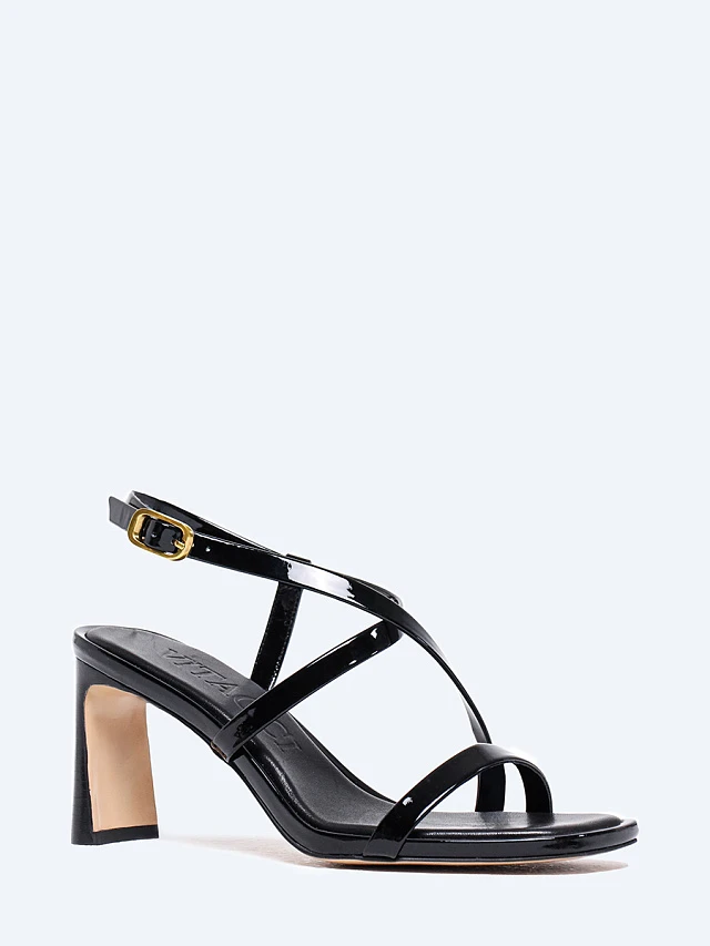 Босоножки женские летние, цвет черный, натуральная лаковая кожа 1494281 | 1