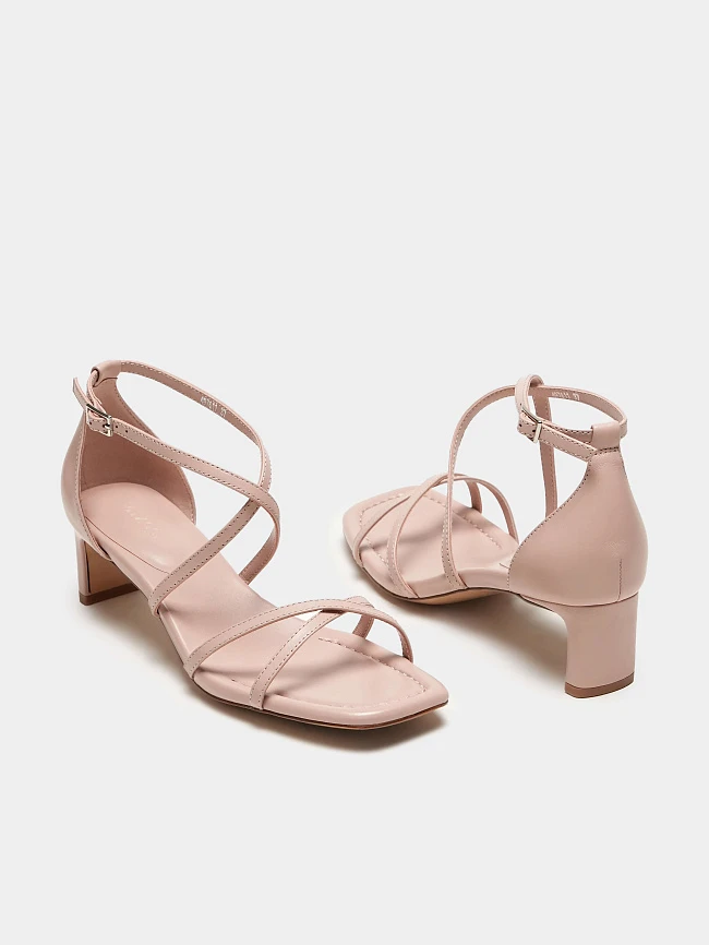 Босоножки женские летние, цвет пудровый, натуральная кожа 497611 | 4