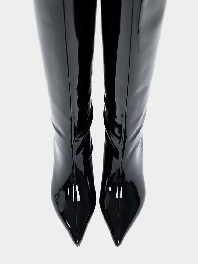 Сапоги женские демисезонные, цвет черный, натуральная лаковая кожа 6550311 | 5