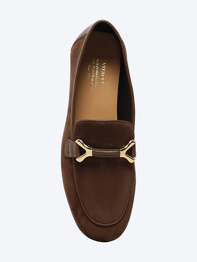 Лоферы женские всесезонные, цвет коричневый, натуральный велюр/натуральная кожа 7990115 | 4