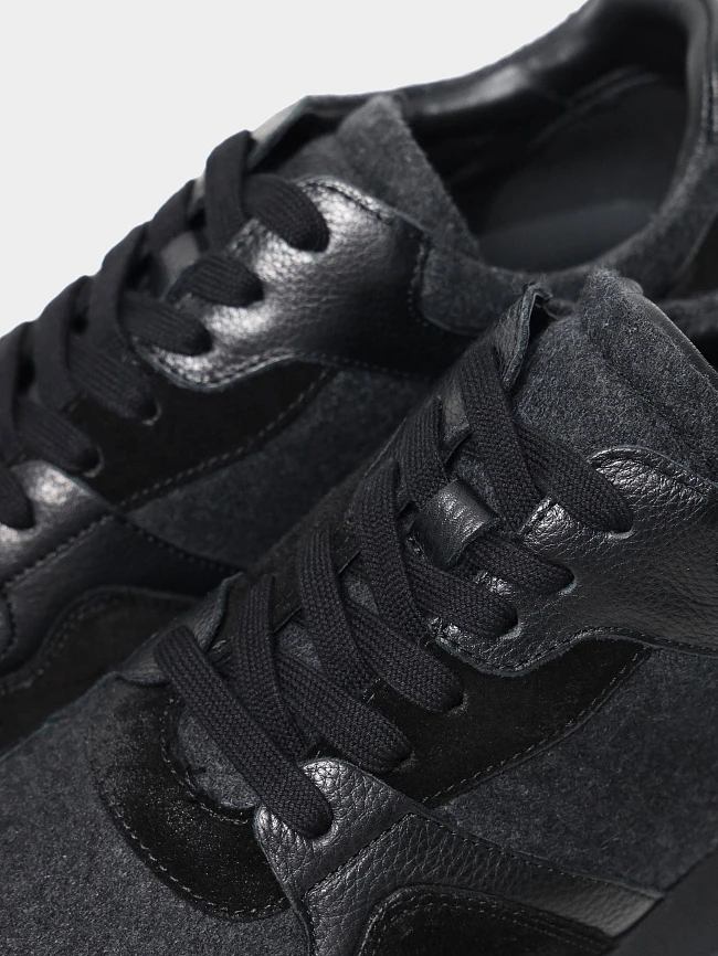 Кроссовки мужские демисезонные, цвет черный, натуральная кожа/натуральный спилок M1782084 | 6