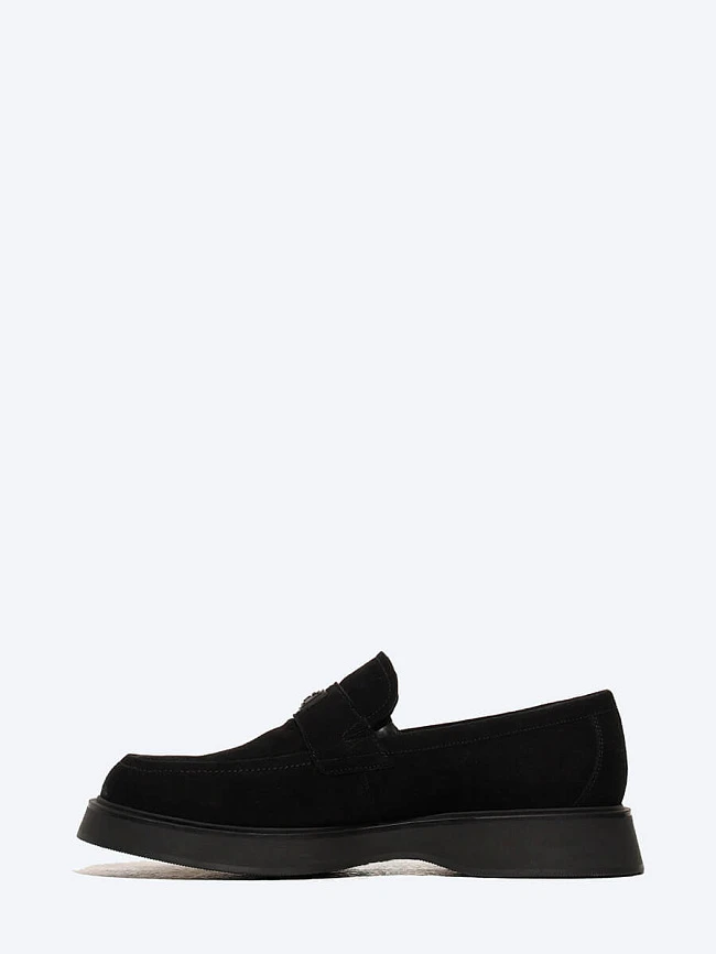 Лоферы мужские зимние, цвет черный, натуральный велюр M1022925M | 3