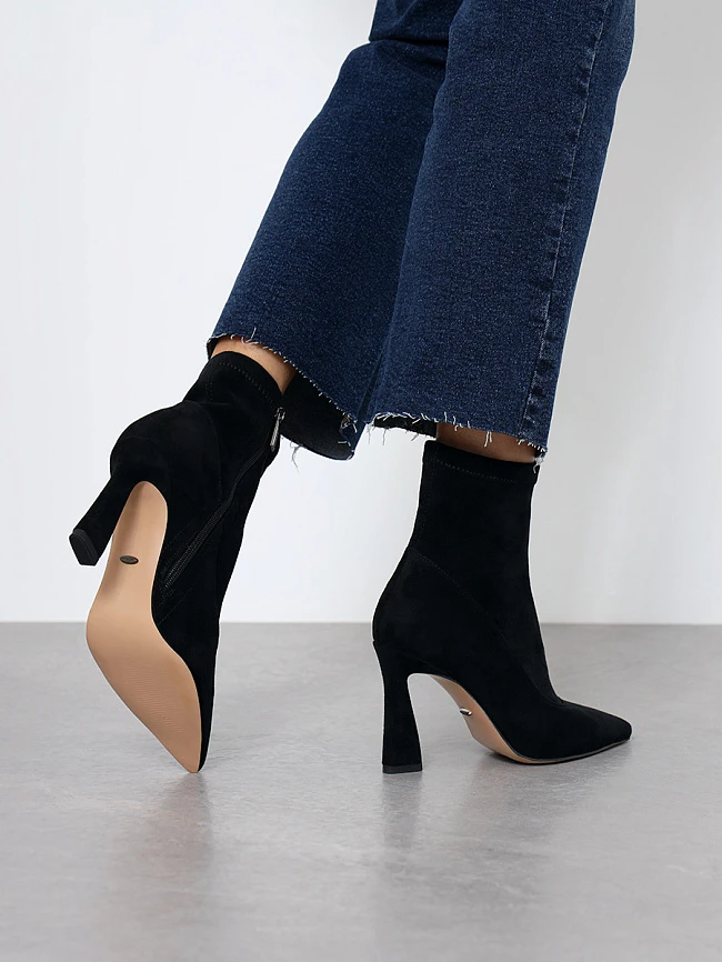 Полусапоги женские демисезонные, цвет черный, искусственный велюр 1396531P | 8