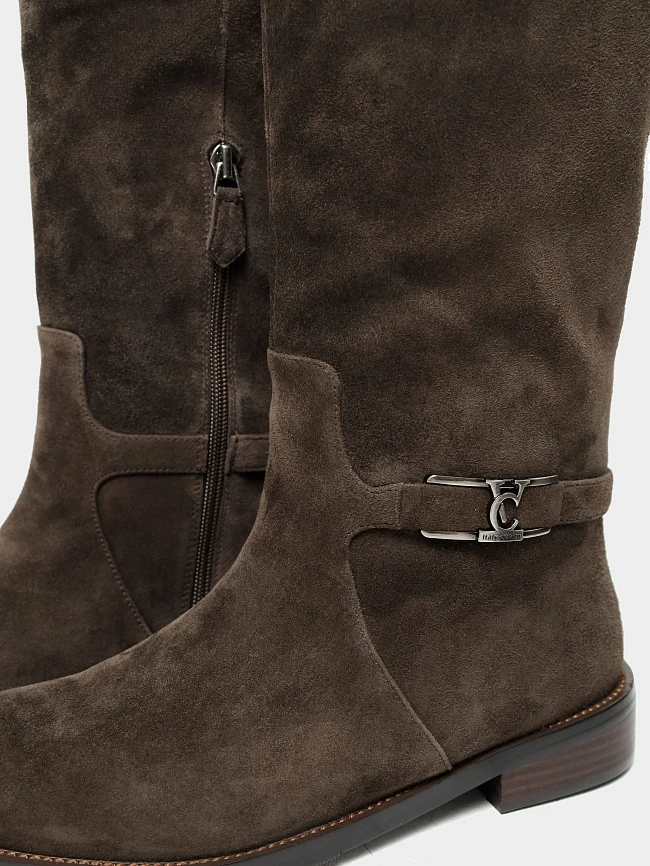 Ботфорты женские зимние, цвет коричневый, натуральный велюр 1494635M | 6