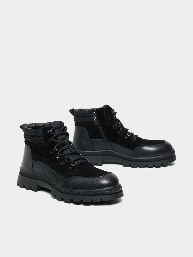 Ботинки мужские зимние, цвет черный, натуральный спилок/натуральная кожа и полимерные материалы M24VC050M | 2