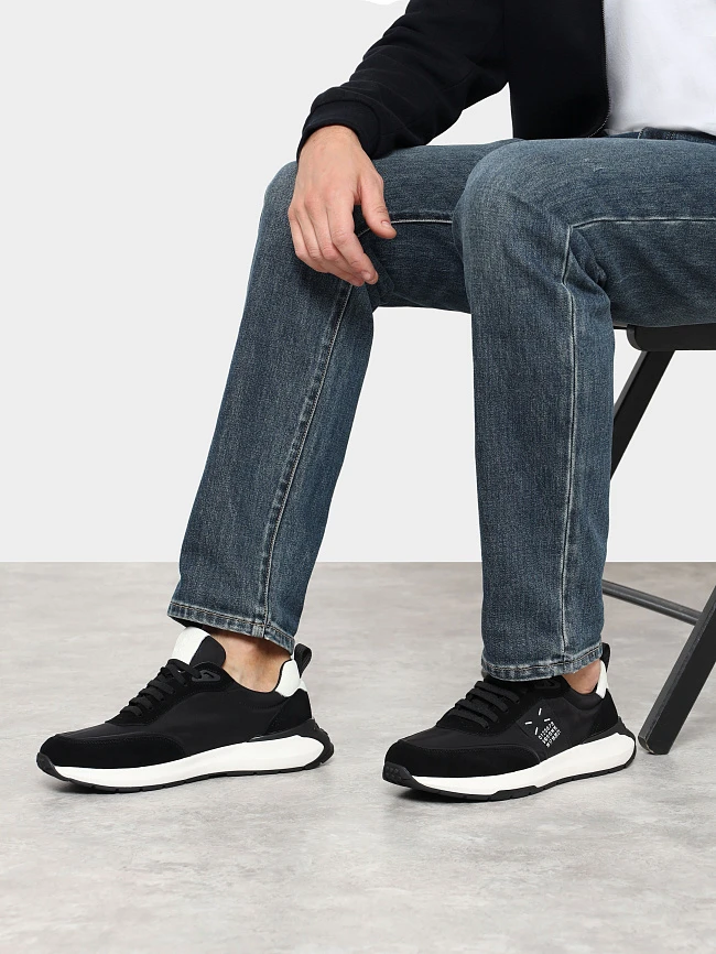 Кроссовки мужские демисезонные, цвет черный, натуральный спилок/текстиль/натуральная кожа M03103 | 11