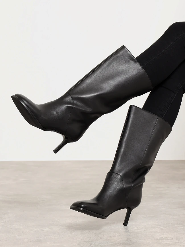 Сапоги женские демисезонные, цвет черный, натуральная кожа 1731144 | 6