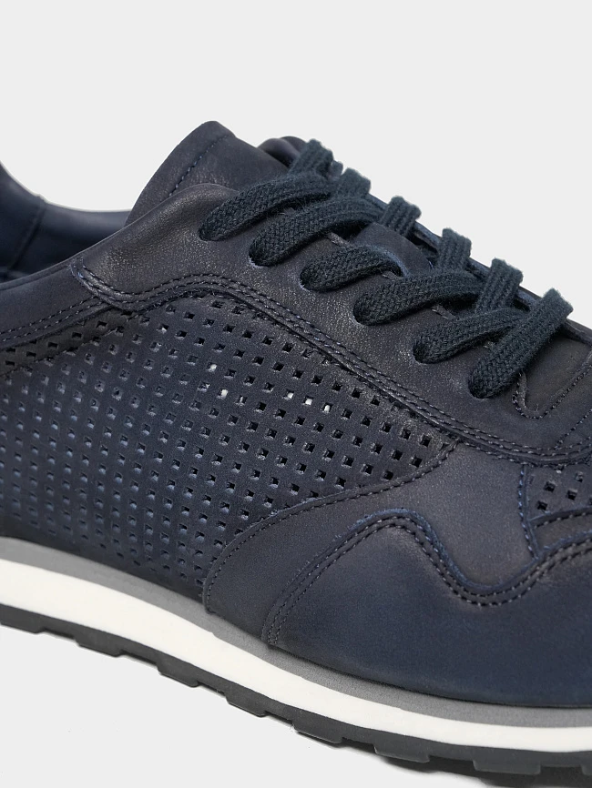 Кроссовки мужские летние, цвет синий, натуральный нубук M254423 | 5