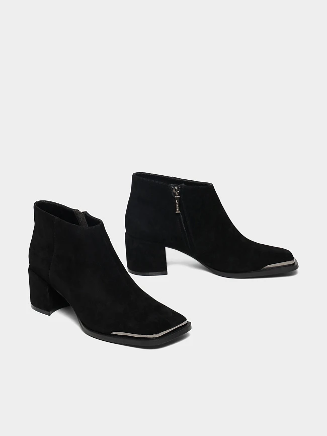 Ботильоны женские всесезонные, цвет черный, натуральный велюр 642275 | 3