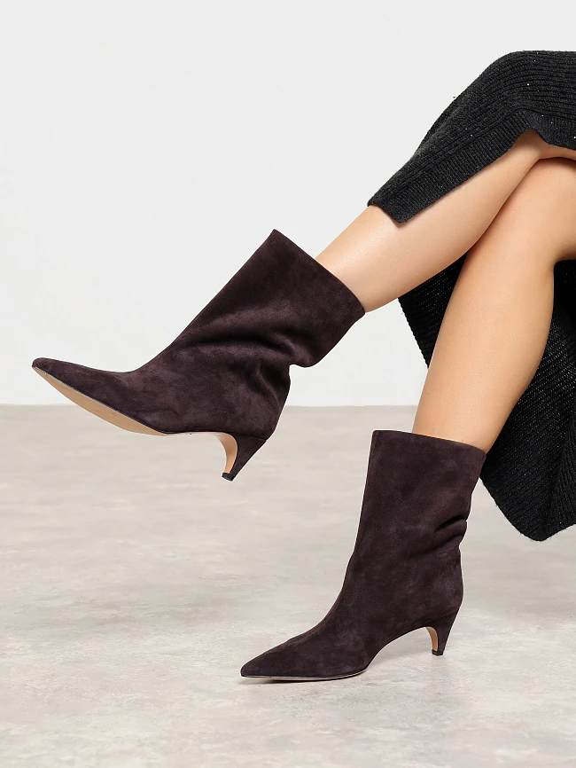 Полусапоги женские всесезонные, цвет фиолетовый, натуральный велюр 497212 | 7