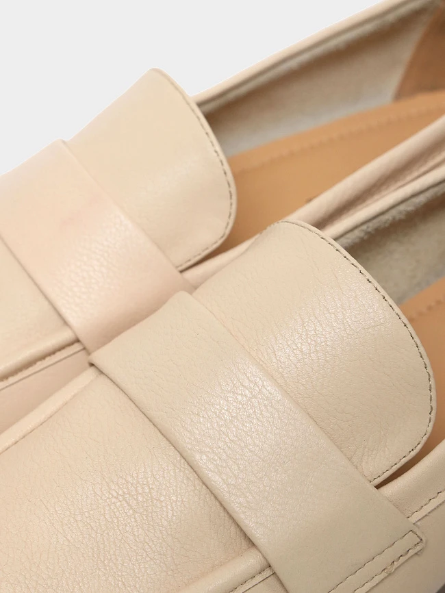 Лоферы женские всесезонные, цвет молочный, натуральная кожа 3630228 | 6