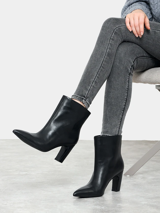 Ботильоны женские всесезонные, цвет черный, натуральная кожа 497227 | 10