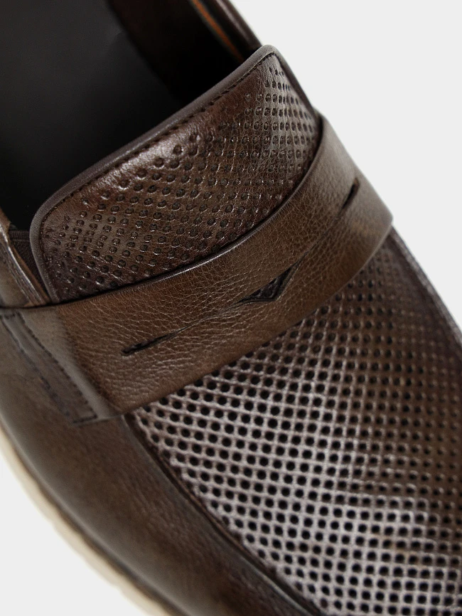 Лоферы мужские демисезон; лето;, цвет коричневый, натуральная кожа M262258 | 5