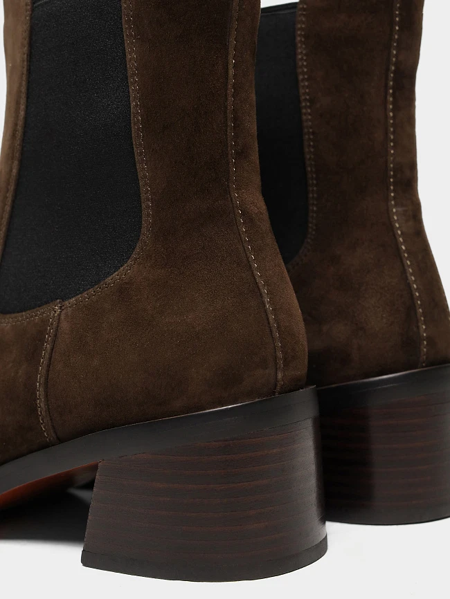 Полусапоги женские демисезонные, цвет коричневый, натуральный велюр 1494507-2 | 6