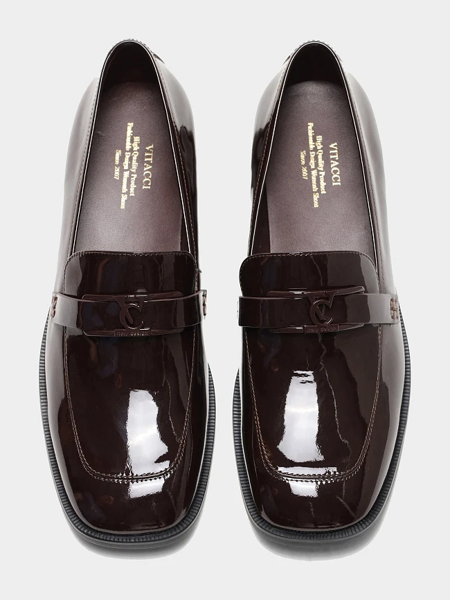 Лоферы женские всесезонные, цвет коричневый, натуральная лаковая кожа 1494626 | 5