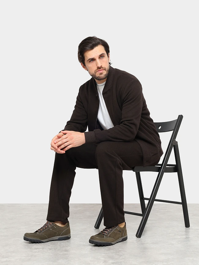 Кеды мужские демисезонные, цвет хаки, натуральный нубук M969007 | 11