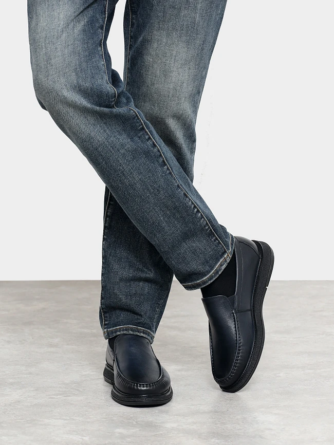 Мокасины мужские демисезонные, цвет синий, натуральная кожа M801204 | 9