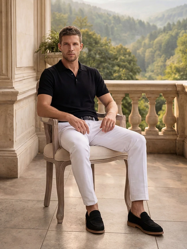 Лоферы мужские всесезонные, цвет черный, натуральный велюр M262281 | 3