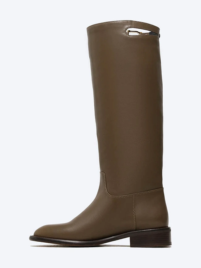 Сапоги женские демисезонные, цвет хаки, натуральная кожа 1493887 | 3