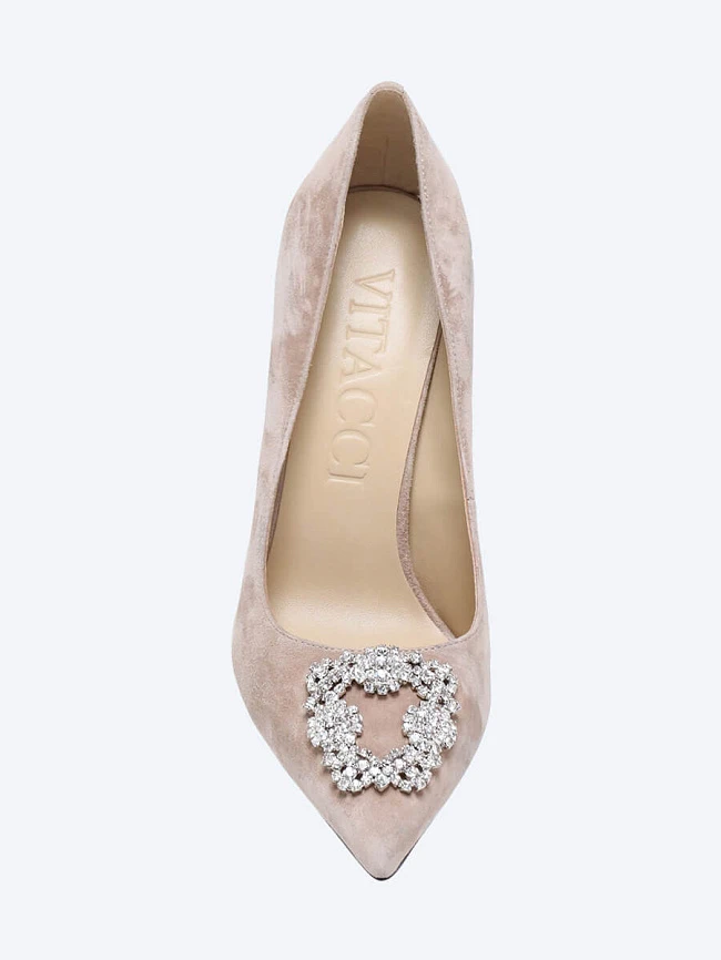 Туфли женские всесезонные, цвет бежевый, натуральный велюр 1730515 | 4