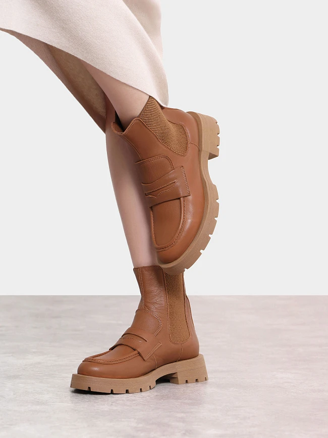 Ботинки женские демисезонные, цвет рыжий, натуральная кожа 1221253 | 10