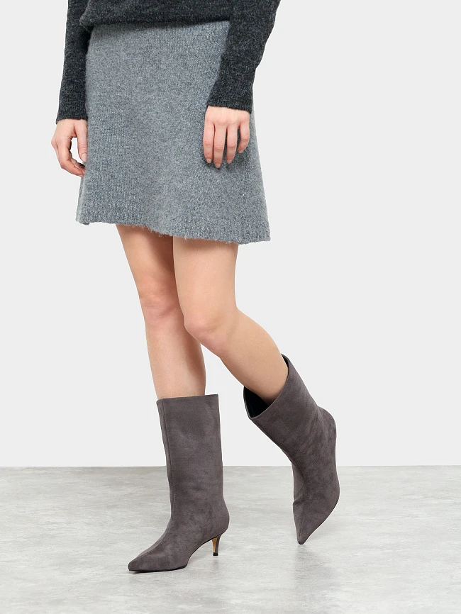 Полусапоги женские демисезонные, цвет серый, искусственный велюр 6550312 | 7