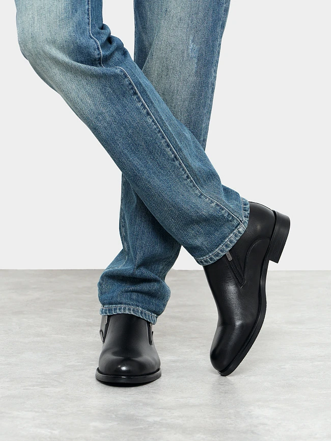 Ботинки мужские демисезонные, цвет черный, натуральная кожа M1023028 | 9