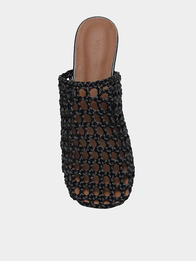 Сабо женские летние, цвет черный, текстиль 7210606 | 4