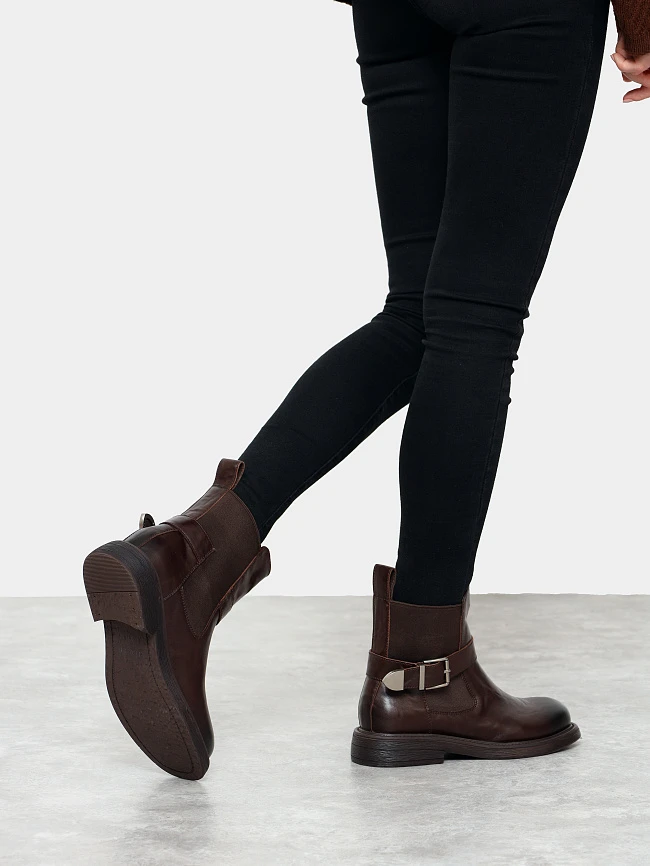 Полусапоги женские демисезонные, цвет коричневый, натуральная кожа 17VC432 | 7