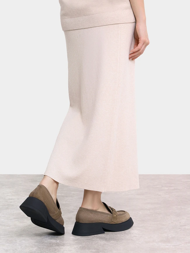 Лоферы женские всесезонные, цвет мокко, натуральный велюр 1221260 | 9