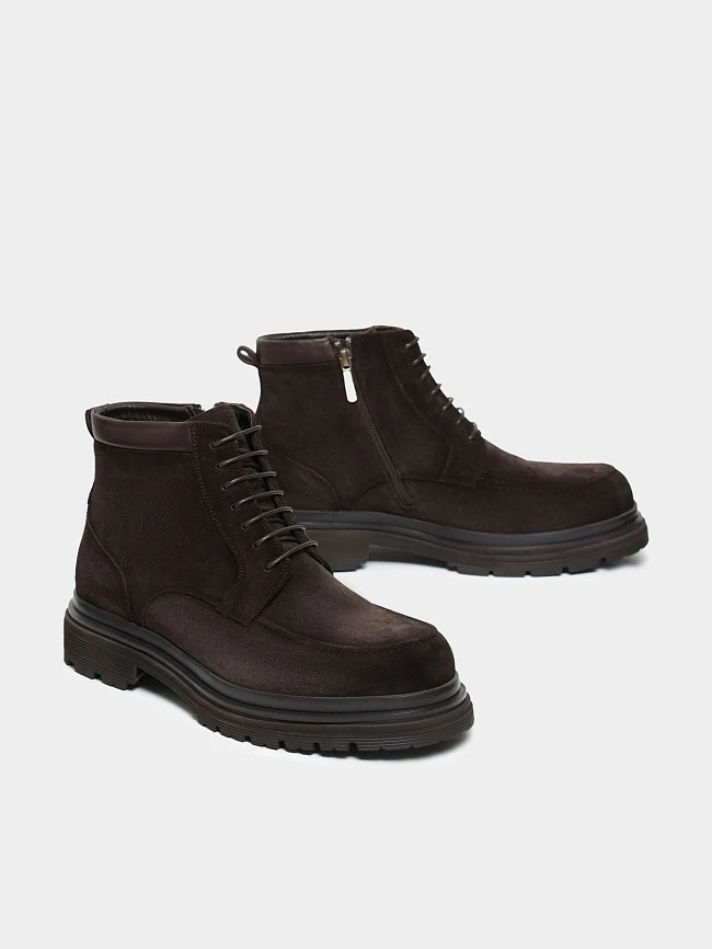 Ботинки мужские зимние, цвет коричневый, натуральный спилок M1022507M-1 | 3